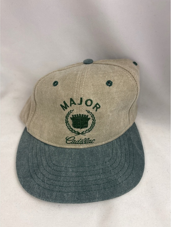 Other - Vintage Cadillac Strapback Taupe Beige and Green Adjustable Baseball Hat Cap